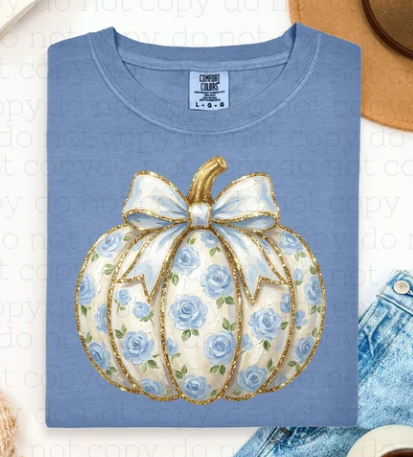 Blue floral pumpkin